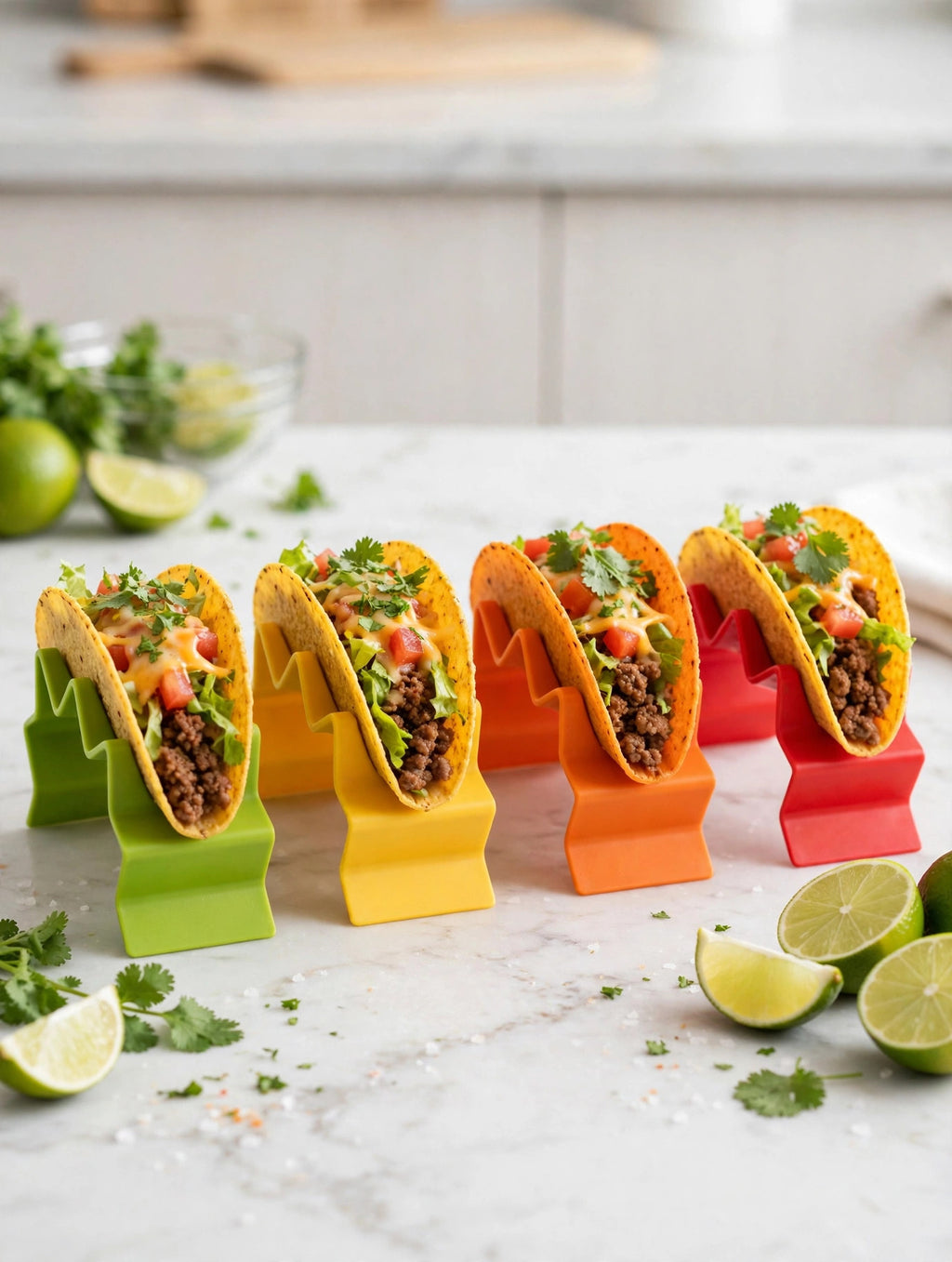 Taco Holder Stands — Set of 4 Colorful Taco Stands